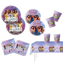 Katseye Party Supplies Set Balloons Plates Cups Tablecloth Napkins Cake Toppers