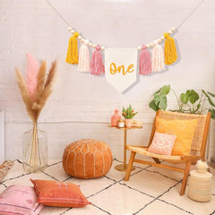 Boho Sun Yarn Tassel Garland Banner – Sunshine 1St Birthday Decoration, First Tr