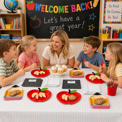 73Pcs Back to School Decorations, First Day of School Decorations with Apple Pla