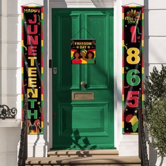 Juneteenth Party Decorations Porch Banner with Hanging Sign, 71» x 12 » Junete