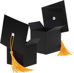 30-Piece Graduation Cap Candy Boxes – Stylish Black Favors for Any Grad Party