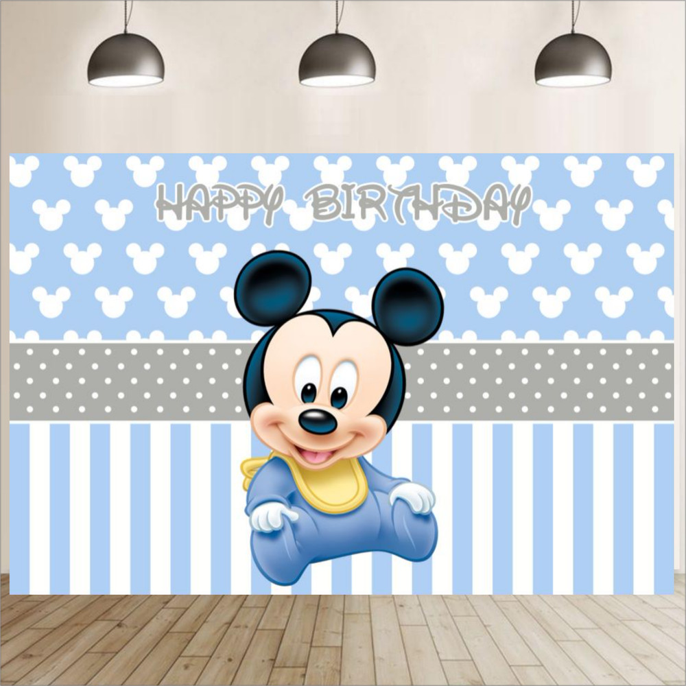 Mickey Mouse Backdrop Boys 1st Birthday Party Banner Background Baby Shower