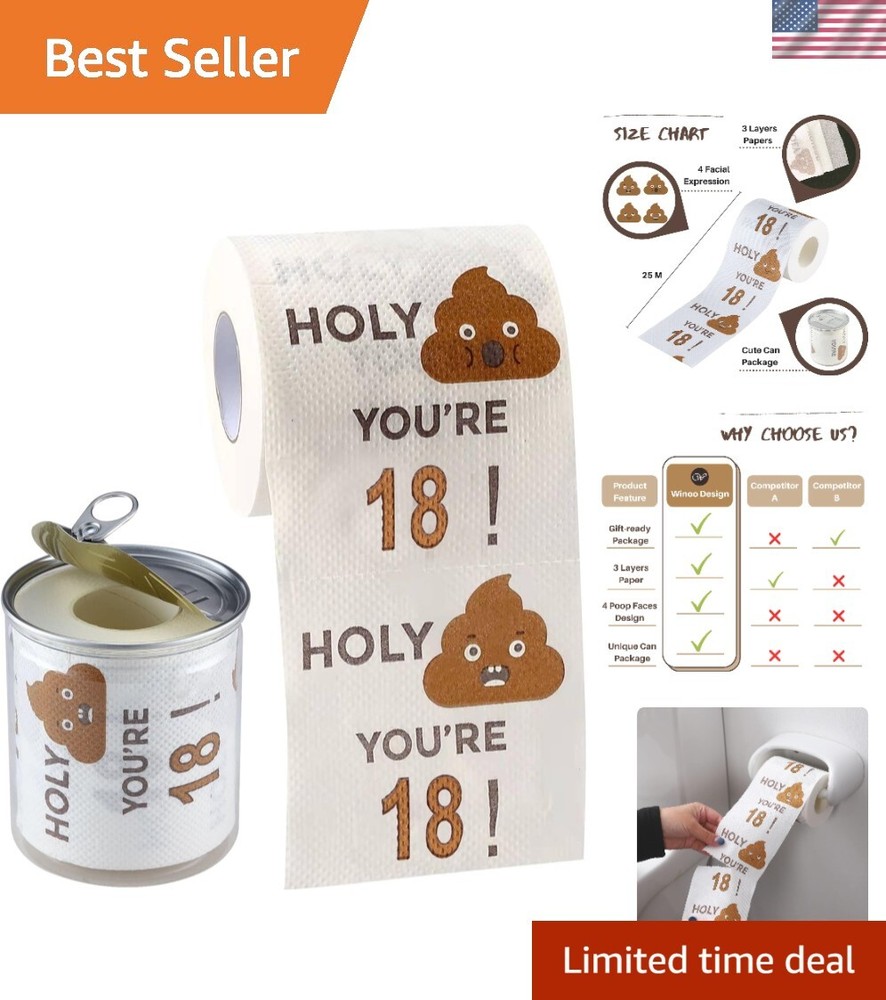 3-Ply Funny Toilet Paper Roll – Perfect Gag Gift for 18th Birthday Celebrations!