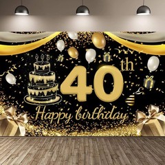 40th Birthday Celebration Backdrop: Durable, Colorful 180x110cm Fabric Banner