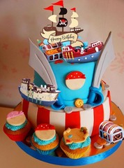 Pirate Ship Cake Topper Nautical Sailboat Model Decoration Set Gold Coins and…