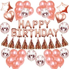 Rose Gold Birthday Decoration Baby Shower Party Supplies Set for Kid Girls Adult