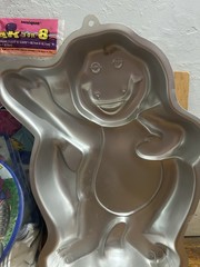HUGE Vintage Barney Birthday Decorations Cake Tin Party Supplies RARE LOT