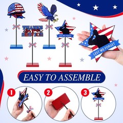4 Pcs Veterans Day Table Decorations Thank You Veterans Standing Wooden Cente…