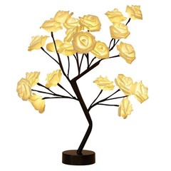 Compact LED Night Light USB Powered Bedroom Decor Lamp with Floral Style
