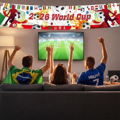 World Cup Banner for 2026 International Flags Decorations around the World Cup B