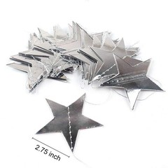 Silver Star Garland Banner Decorations – 156 Feet Bright Silver Paper Garland