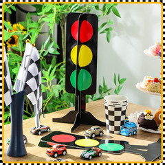 6 Pcs Traffic Light Racing Car Party Centerpieces 3D Cardboard Traffic Light Fas