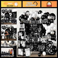Skeleton-Themed 2nd Birthday Party Decorations for 25 Guests – 292PCS Set with B