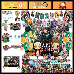 Anime Demon Birthday Party Decorations – Banners, Balloons, Tablecloths & Plates