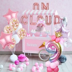 On Cloud 9 ROSE GOLD Balloons Banner On Cloud Nine Birthday Party Decorations…