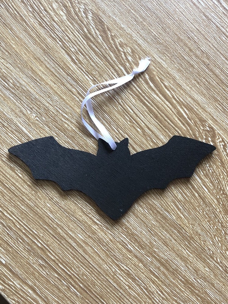 halloween Hanging decoration Black Bat Laser Cut Painted Plywood. With Ribbon.
