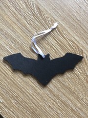 halloween Hanging decoration Black Bat Laser Cut Painted Plywood. With Ribbon.