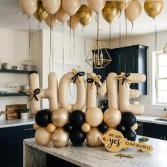 Housewarming Party Decorations – 40″ Large HOME Letter Balloons White Black G…
