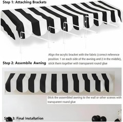 Waterproof Circus Awning Decor Farmers Market Decoration Black White 3D Striped
