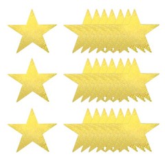 40 Pcs Laser Gold Stars Cutouts, 11 Inch Double Printed Paper Stars Cutout