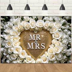 5x7FT/5x3FT Mr & Mrs Backdrop Wedding Valentine’s Day Backgrounds Photo Booths