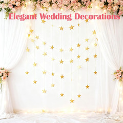 105 Feet Gold Star Garland, 8 Strands Glitter Paper 105.0 Feet,