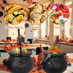2/6/12PCS Mini Witch Cauldron Pots with Handle Halloween Candy Bowl Holders