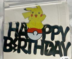 Pokémon Pikachu Happy Birthday Cake Topper Party Decoration with Stakes.