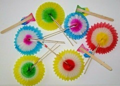 24 Sunflower Cocktail Sticks Sunbursts Paper Drink Decorations Party Tiki Retro