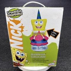 Gemmy SpongeBob SquarePants 4 Foot Air Blown Happy Birthday Indoor/Outdoor Works