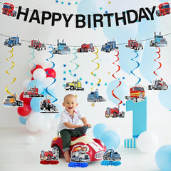 Heavy Truck Birthday Decorations – 13 Pcs Semi Truck Happy Birthday Decorations,