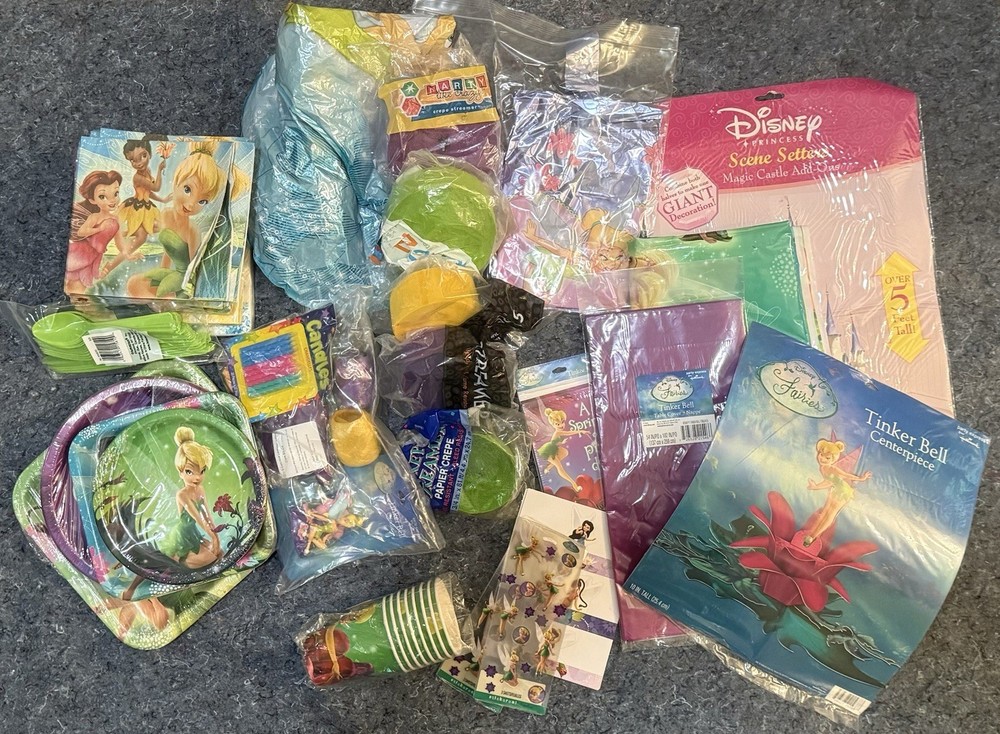 New Disney Fairies Tinkerbell Birthday Party Supplies Tableware & Balloons Decor