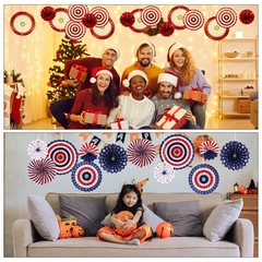 6pcs Hanging Paper Fans Set Paper Decorations for Party Birthday Yellow