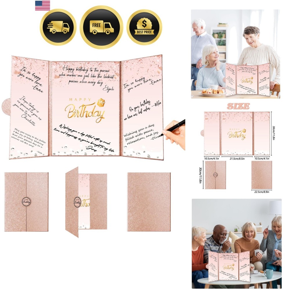 Rose Gold Happy Birthday Decorations, Creative Birthday Guest Sign in Book Al…