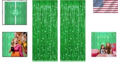 Customizable Green Foil Fringe Curtain Set – 3.2ft x 8.2ft for Versatile Decor