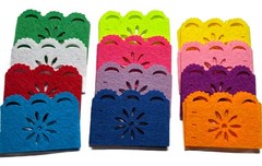 24 Pack Multicolor Mini Mexican Picado Banners, Banderita Carnival Party Décor