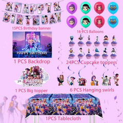 Demon Hunters Birthday Decorations, Party Supplies Set Include Banner, Backdrop,