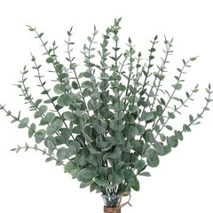 CEWOR 24pcs Eucalyptus Stems Artificial Leaves 24 pcs, Grey Green