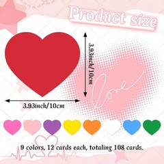Heart Paper Cutouts Assorted Colors Bulletin Board 3.93×3.93 Inch 108 PCS