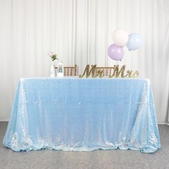 ShiDianYi Aqua Sequin Tablecloth 60×102 Inch Iridescent Rectangle Glitter