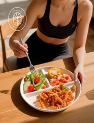 AISBUGUR Ceramic Portion Control Plate for Weight Loss,9-Inch normal, White