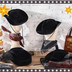 48 Pack Cowboy Hat and Bandana Set, Cowgirl Hats for Boys Girls Felt Cowboy P…
