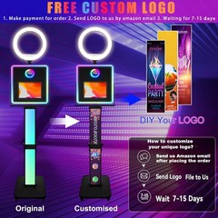 15.6″Touch Screen Photo Booth with RGB Ring Light Metal Selfie Station for Party