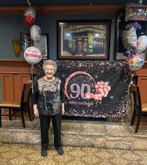 Happy 90th Birthday Banner 3 ft x 5 ft. Backdrop Decorations Party Black / Pink