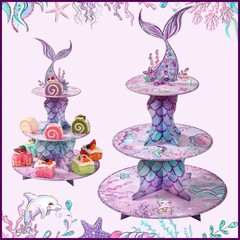 Mermaid Cake Stand Cupcake Holder Mermaid Birthday Party Decor Kids Girl Little