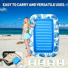 Inflatable Tanning Pool Lounger Float, 71″ x 48″ Large Pool Floats Adult with…