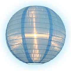 16″ Sky Blue Shimmering Nylon Lantern, Even Ribbing, Durable, Hanging