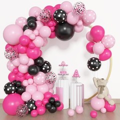 153pcs Pink Black Balloon Garland Arch Kit, Different Sizes 18 12 10 5 inch P…