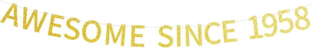 Awesome Since 1958 Banner Pre-strung Happy 68th Birthday Banner Gold Glittery…