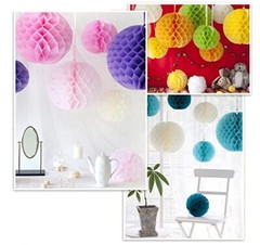24 Pack Colorful Paper Decorations Honeycomb Balls Pom Poms Fans Mexican